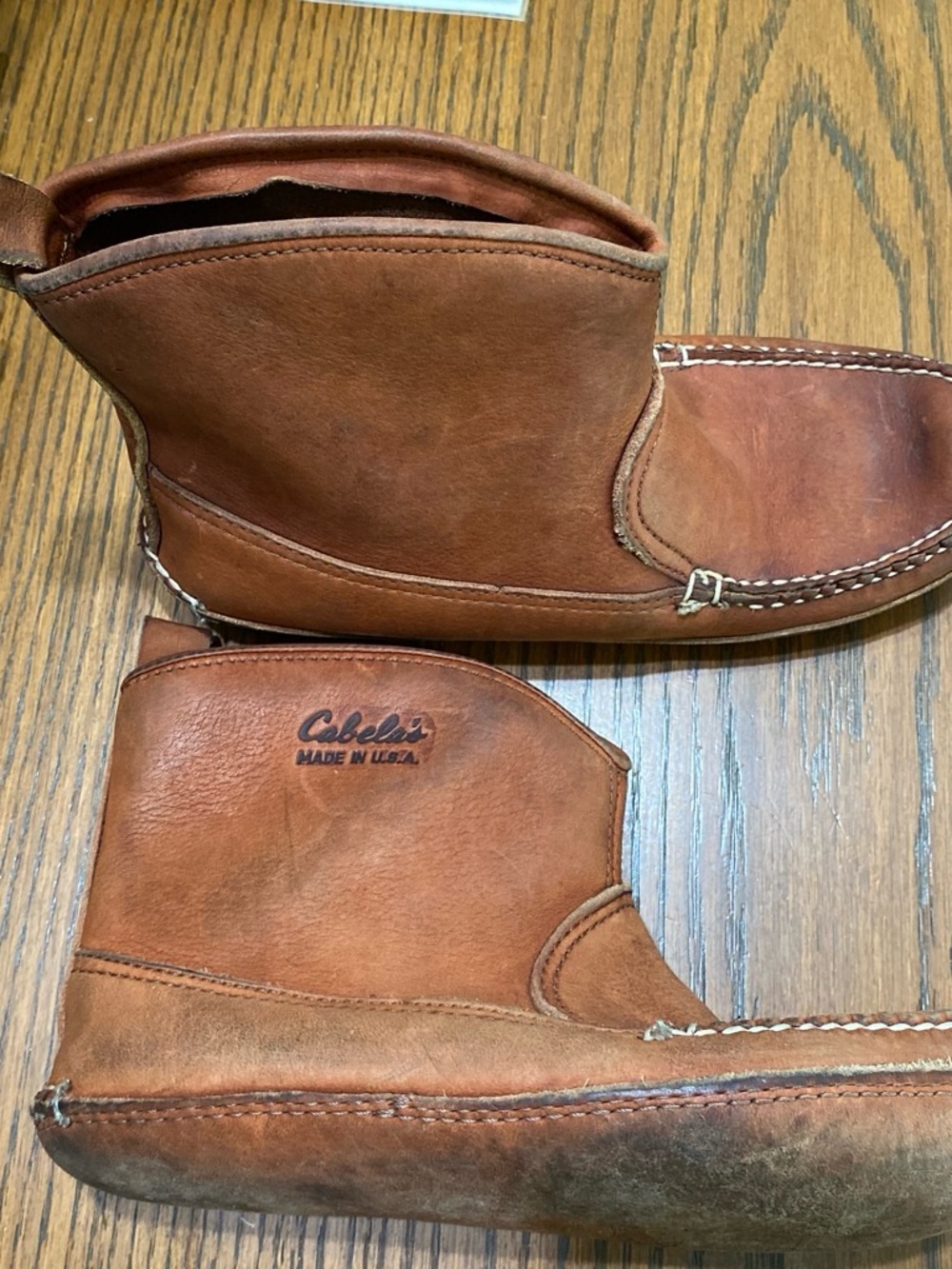 Cabela's Brown Leather Slip-On Moc Toe Boots